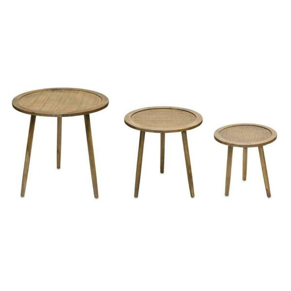 Deluxdesigns Wood Accent Table, Brown - Set of 3 DE3594455